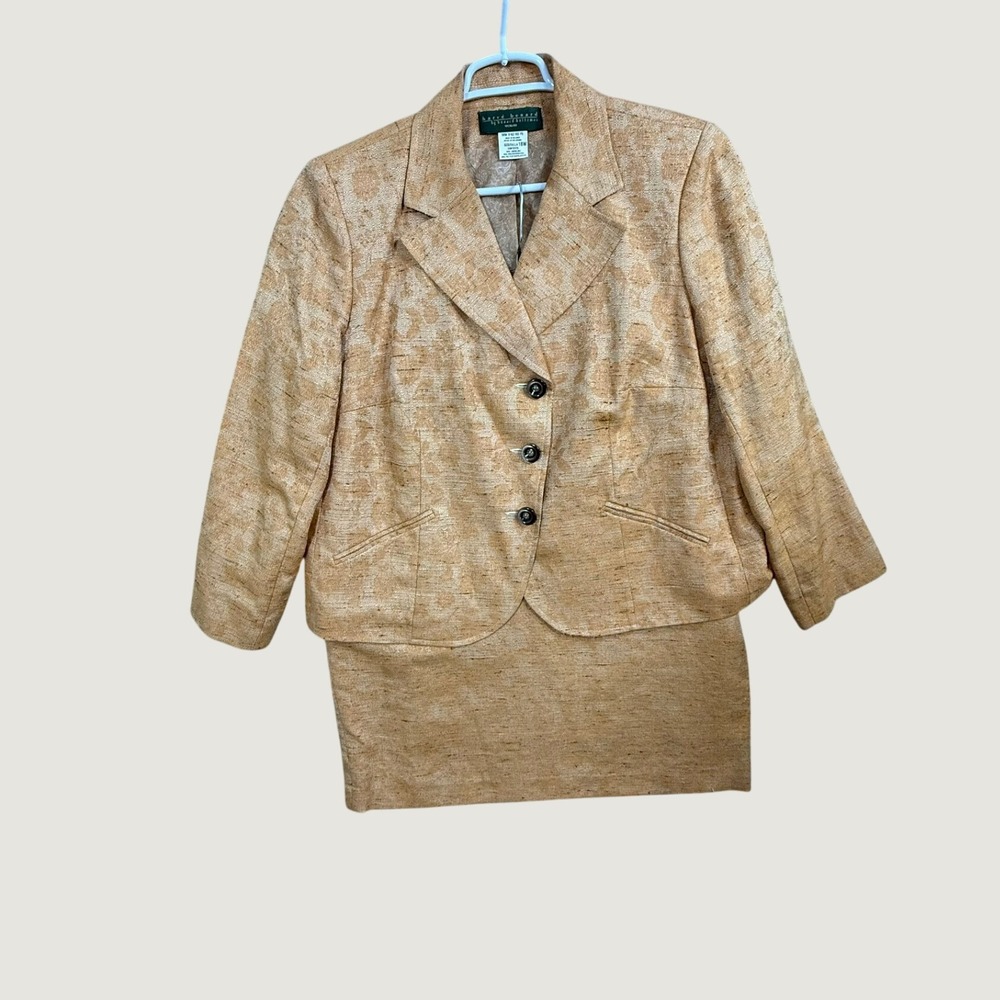 Harve Benard Orange Linen Blend Skirt Suit Set Blazer Pencil Skirt 18W Paisley